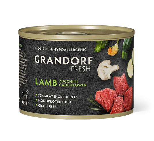 GRANDORF FRESH для собак всех пород, влажный корм из ягненка с цукини и цветной капустой, 200г
