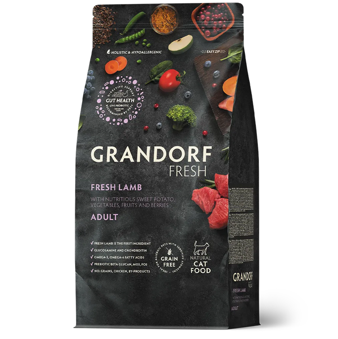 GRANDORF FRESH для взрослых кошек с мясом ягненка и бататом