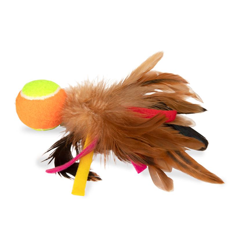 GiGwi Игрушка для кошек "Мячик с перьями", серия CATCH&SCRATCH