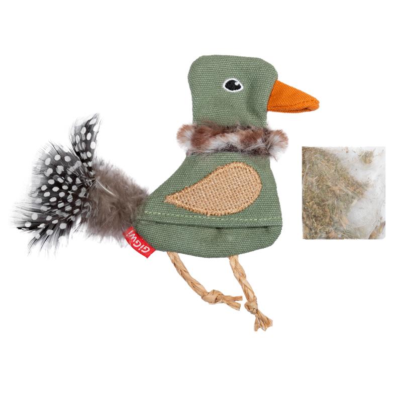 GiGwi Игрушка для кошек Птичка с кошачьей мятой 14 см, серия CATCH & SCRATCH ECO