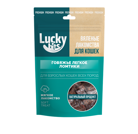 Lucky bits Лакомство для кошек говяжье легкое ломтики, 30 г