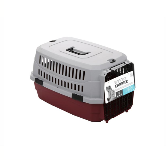 M-PETS Контейнер-переноска VIAGGIO для животных, цвет бордовый с серым