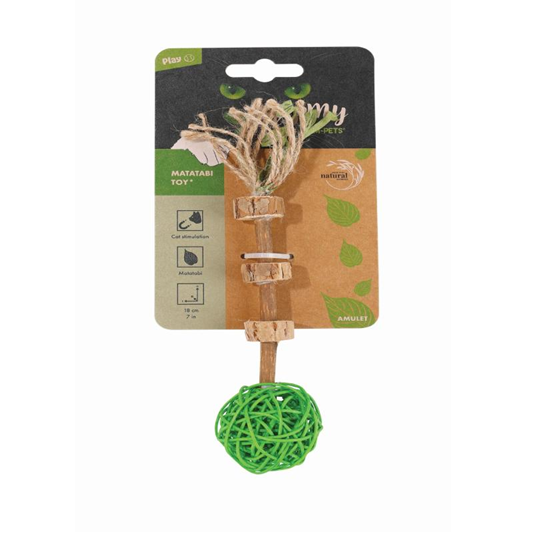 M-Pets CHARMY Игрушка для кошек мататаби, зеленый амулет