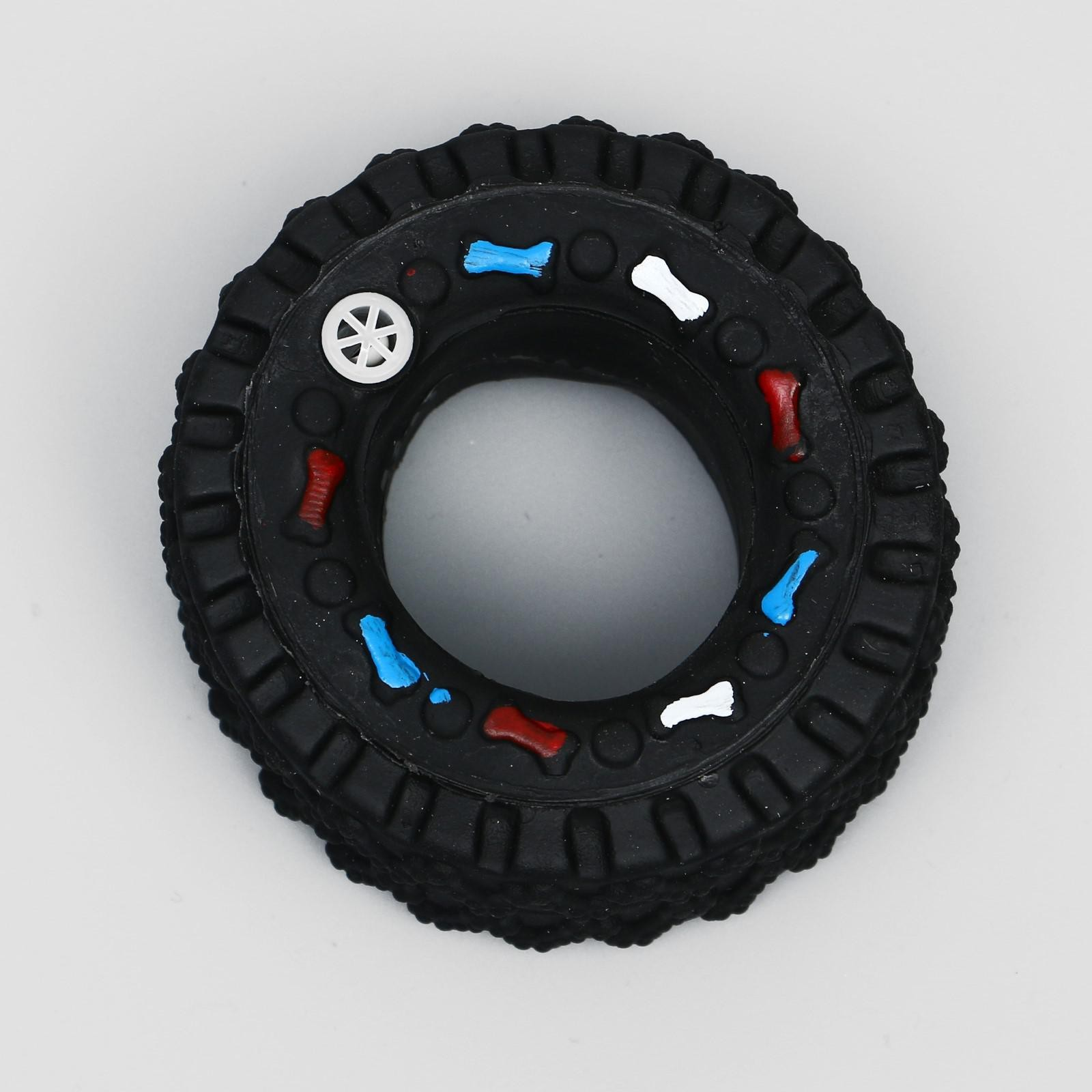 Игрушка пищащая для собак "Покрышка", 8 см, черный