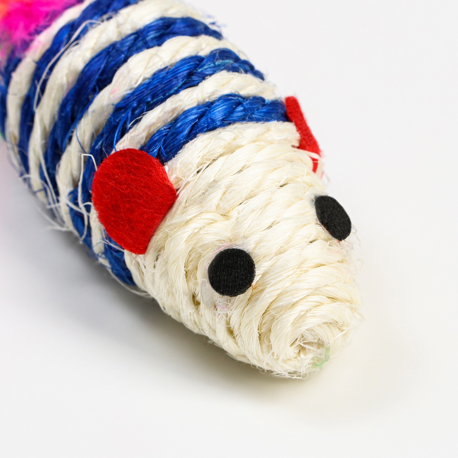 Игрушка для кошек "Мышьпогремушка" сизалевая, 7 см, синяя/белая