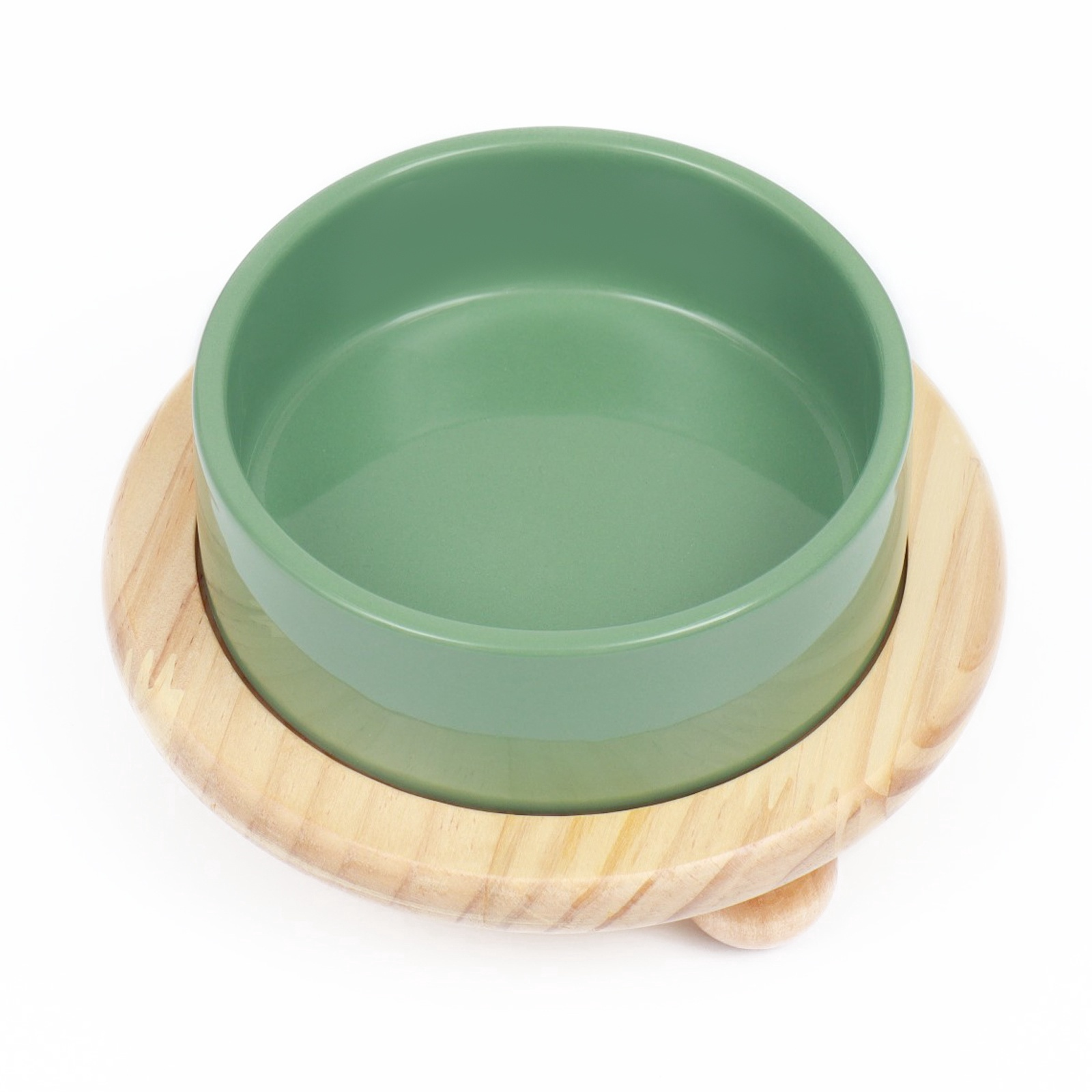 Миска керамическая на подставке, 450 мл, 13*5 см, серо-зеленая