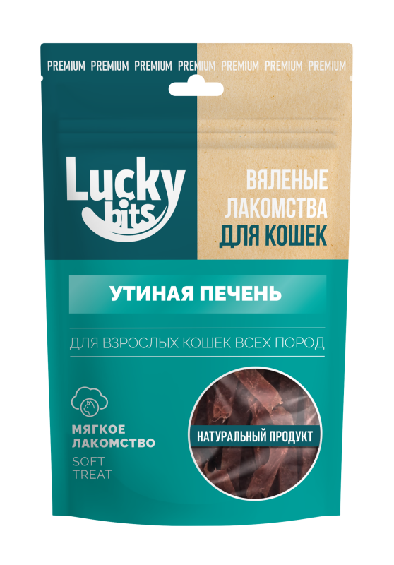 Lucky bits Лакомство для кошек Вяленая утиная печень 30гр