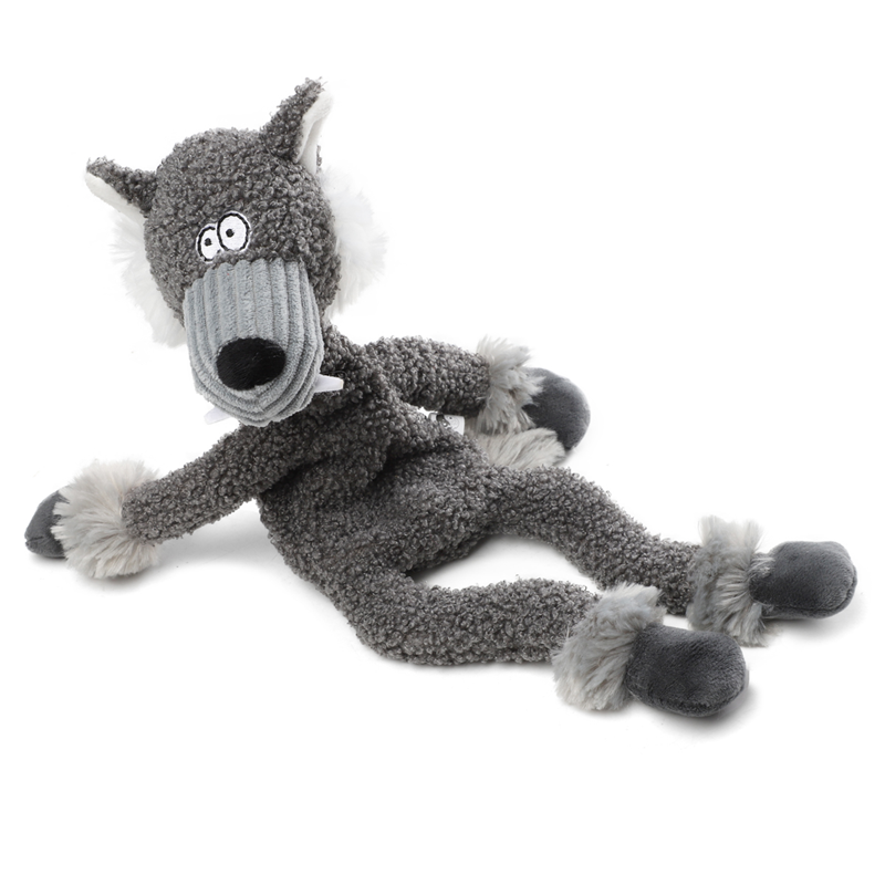 GiGwi Игрушка для собак Волк с верёвкой 39см, серия PLUSH FRIENDZ