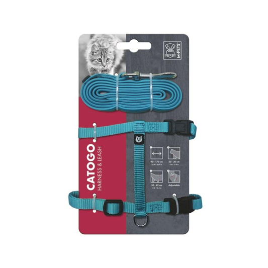 M-PETS Шлейка для кошек с поводком (синий)