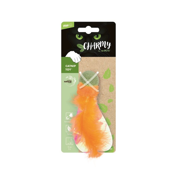 M-PETS Charmy Игрушка для кошек с кошачьей мятой светлячок оранжевый