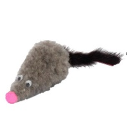 GoSi Игрушка для кошек Мышь с кошачьей мятой, натуральная норка, цвет серый