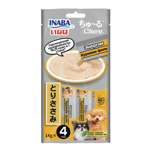 INABA ВЕТ Churu лакомство-пюре для собак "Энергия", Куриное филе 14г*4шт