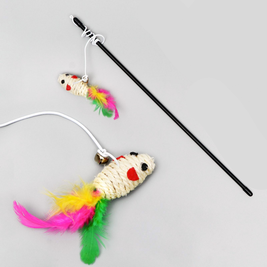 Дразнилка-удочка «Мышь из сизаля»