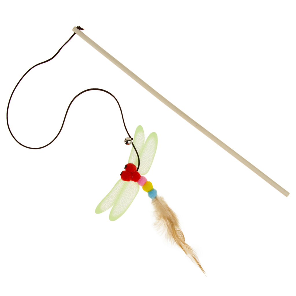 Дразнилка-удочка «Стрекоза», деревянная палочка 40 см