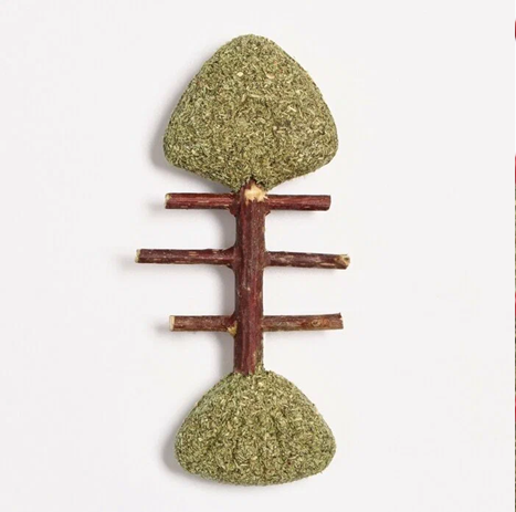 Пижон Игрушка для кошек из прессованной кошачьей мяты и скелетом из мататаби "Рыбий остров" 8,5 см