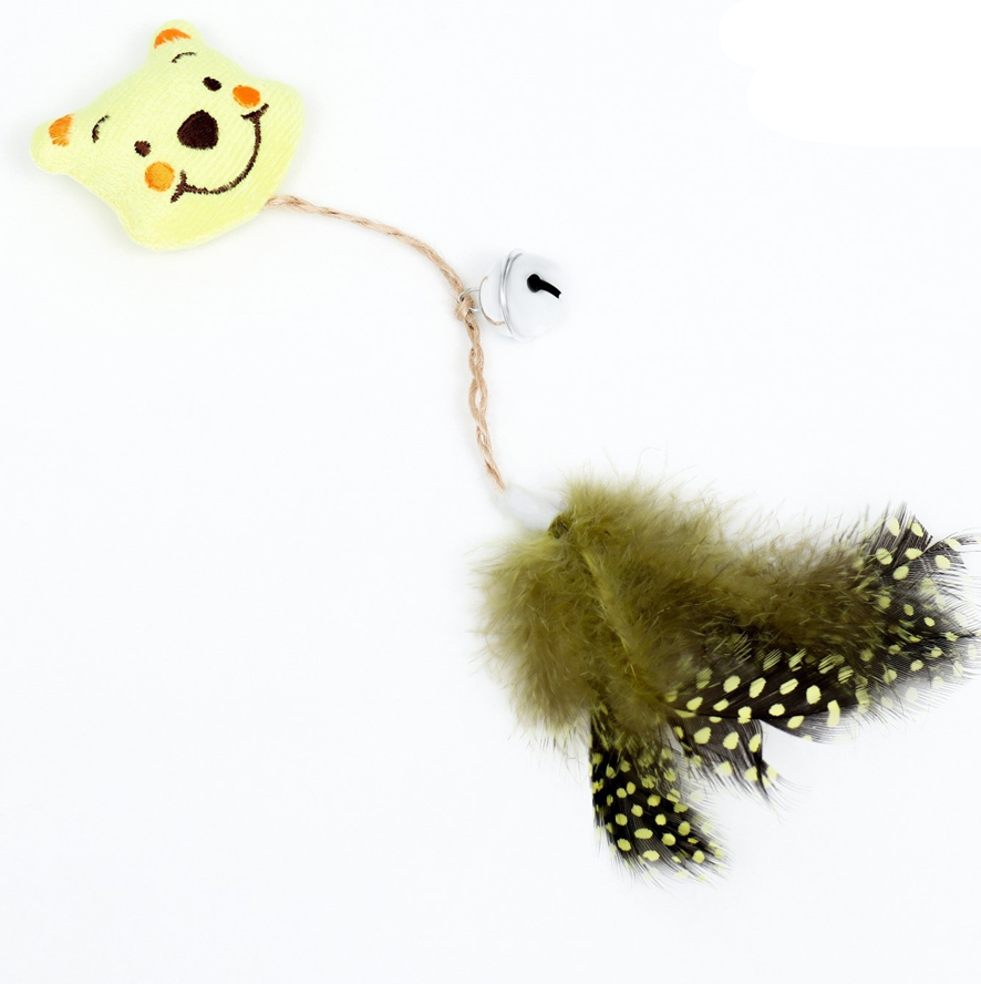 Игрушка для кошек с кошачьей мятой и перьями «Медведь», 10 см, с бубенчиком
