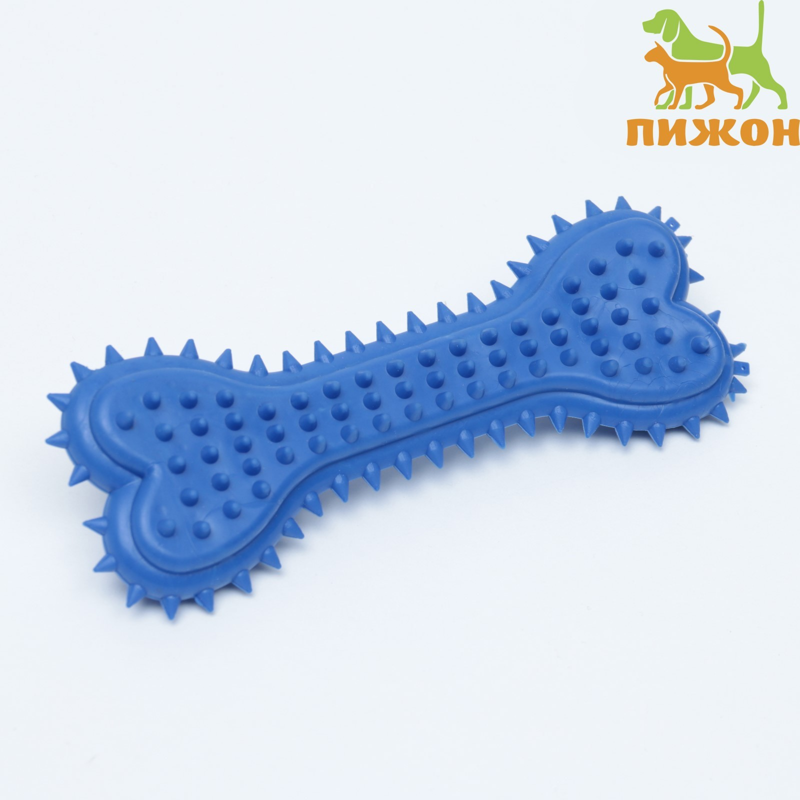 Игрушка для собак жевательная, литая "Кость для массажа". большая, синяя, 15*6*2,5 см