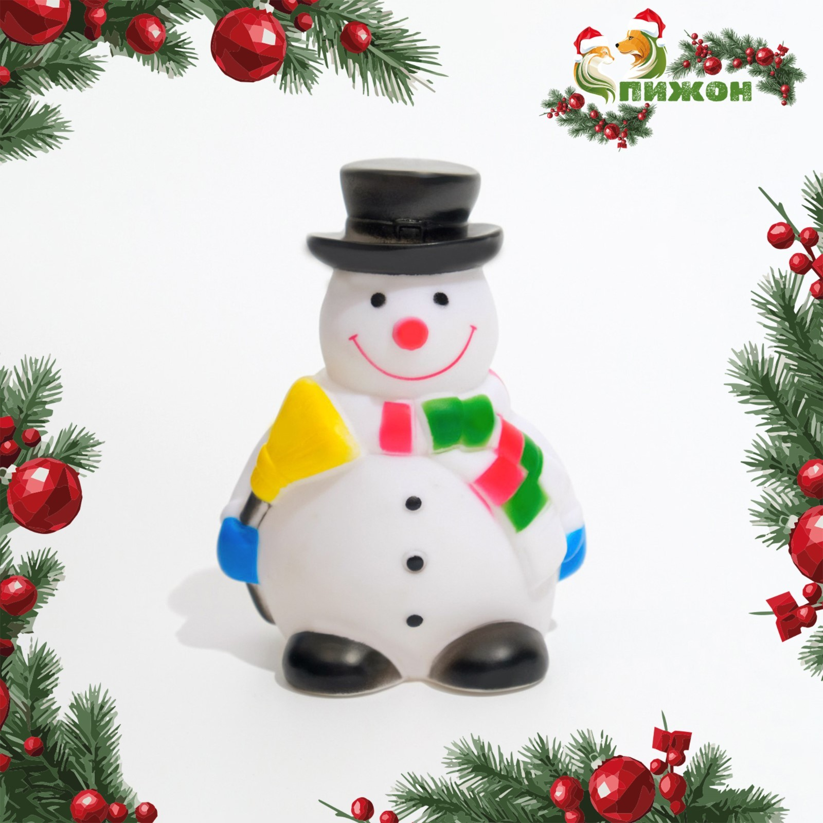 Игрушка для собак пищащая "Снеговик в шляпке"