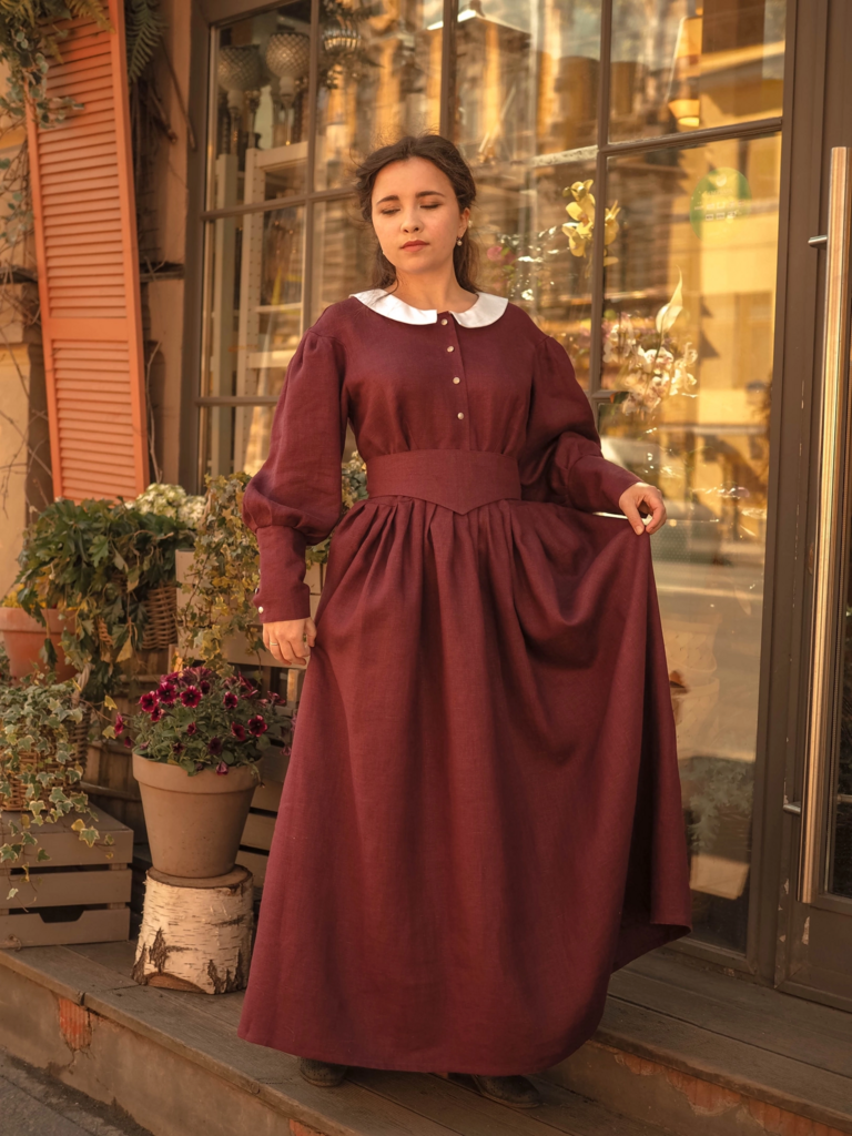 Платье "Маленькие женщины" - ДЖО марсала