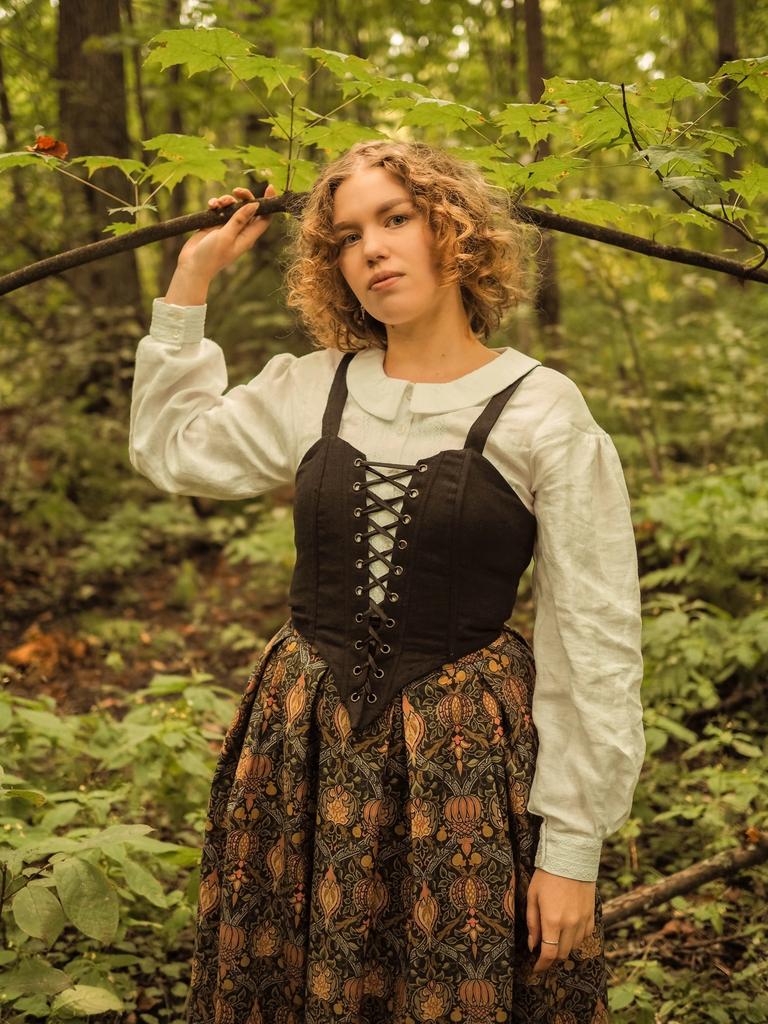 Корсет «Зелёный Дракон» – черный лён