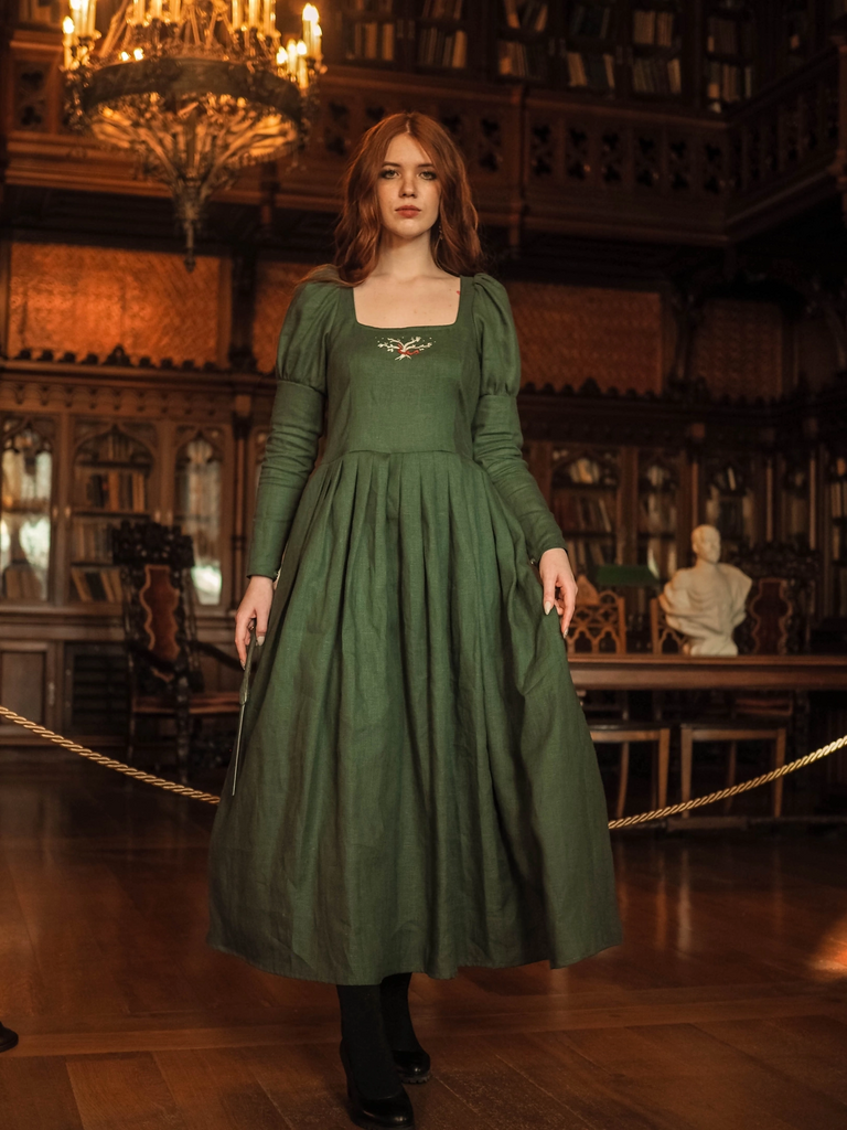 Платье «Слизерин» - Изумрудный лён