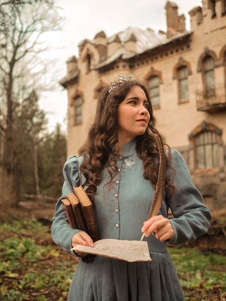 Платье «Когтевран» - Серо-голубой лён