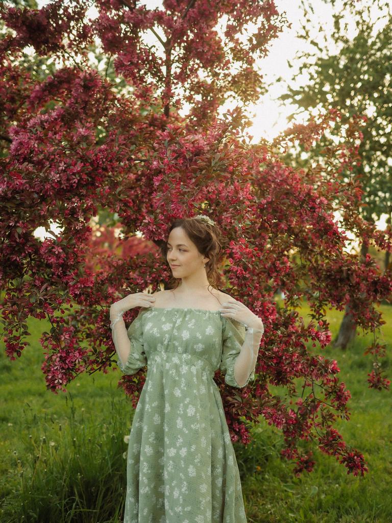 Платье «Джейн» фисташковое "поле"