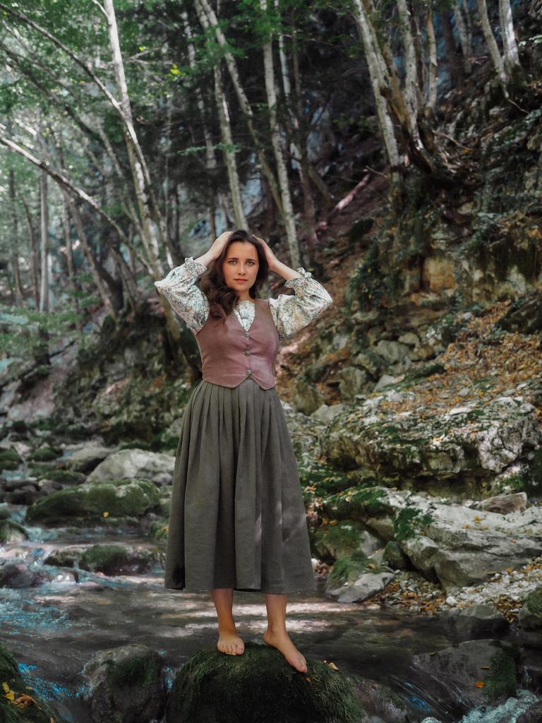 Юбка «Манящая даль» из крапивы хаки