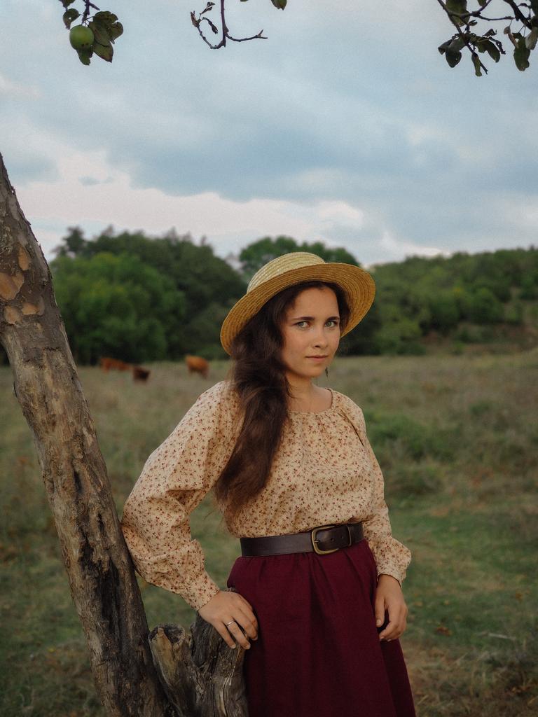 Блузка «Второй завтрак» - винтажные розочки на бежевом