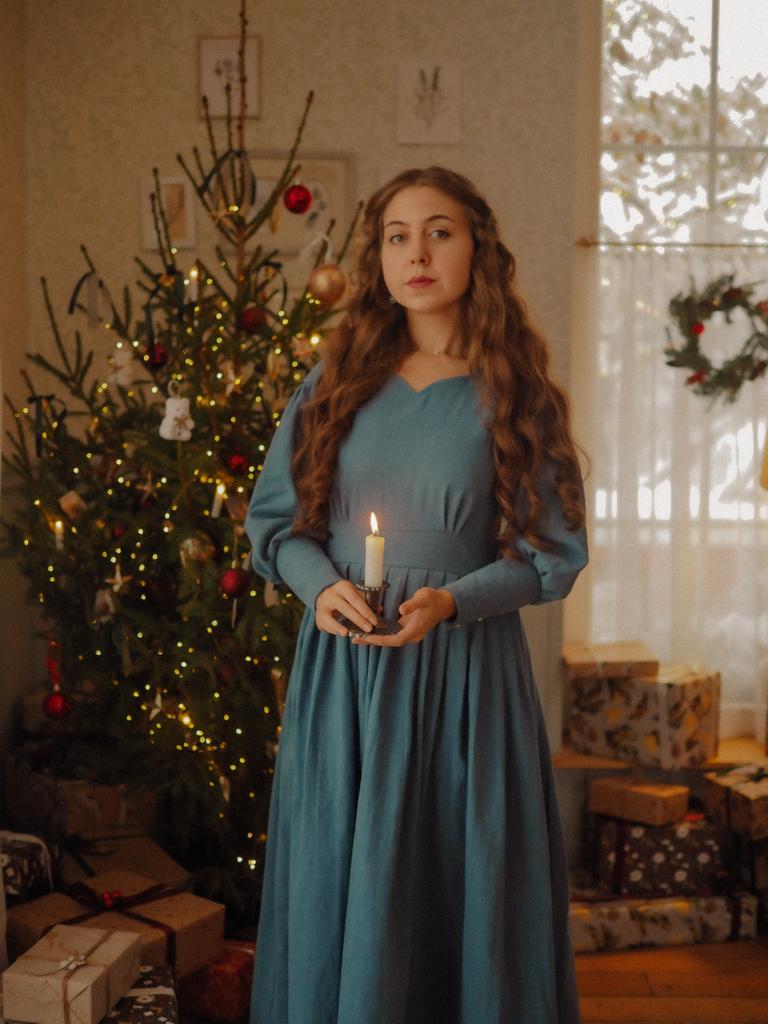 Платье "Мэг" - крапива скандинавский голубой