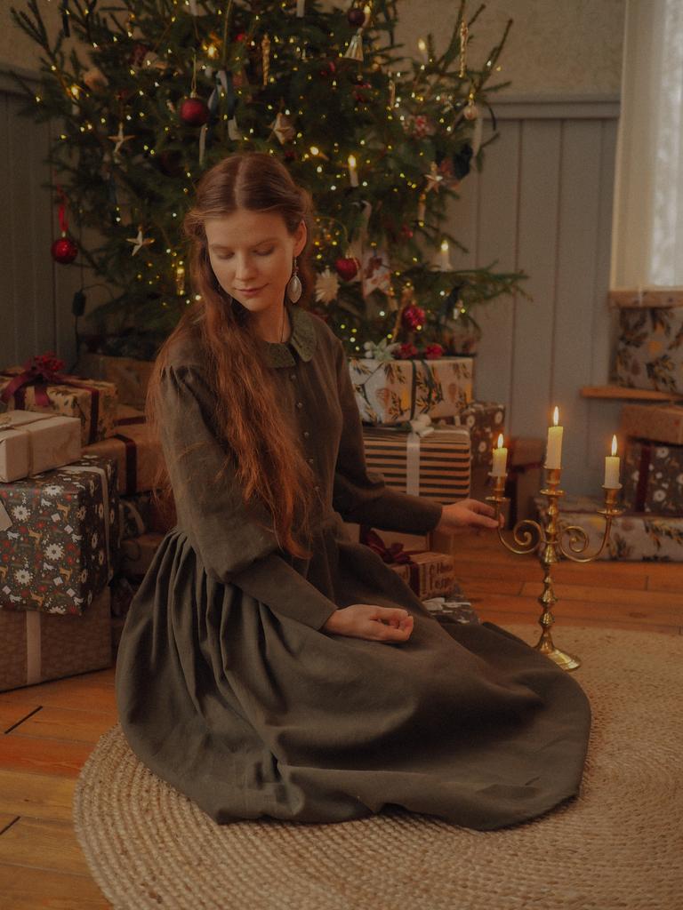 Платье  "Джо" - крапива хаки