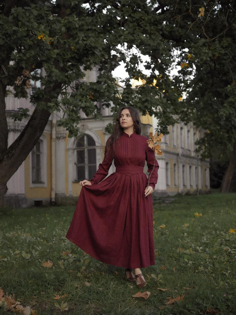 Платье "Энн"-  винный лён