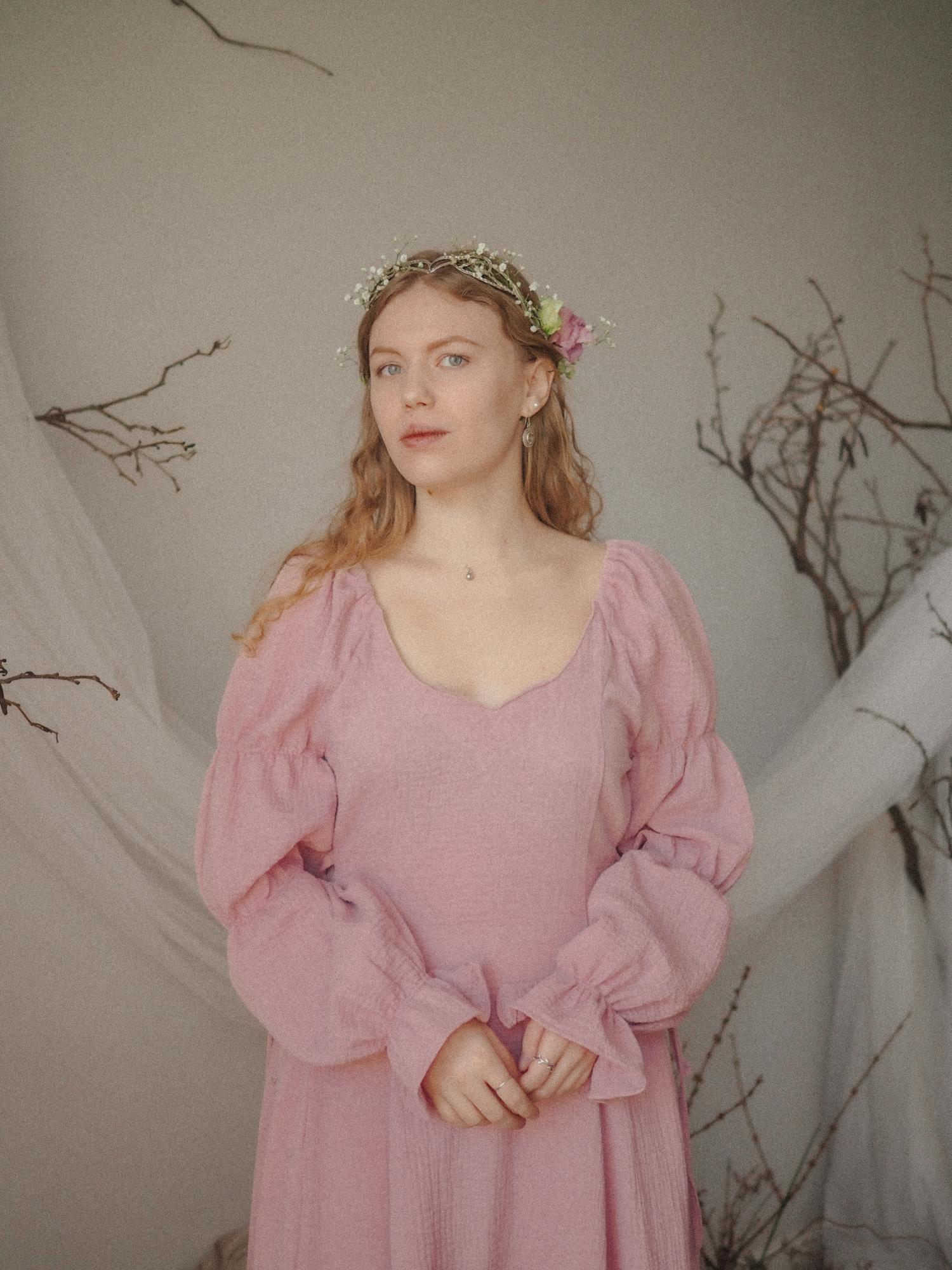 Платье «Арвен» из муслина пыльная роза