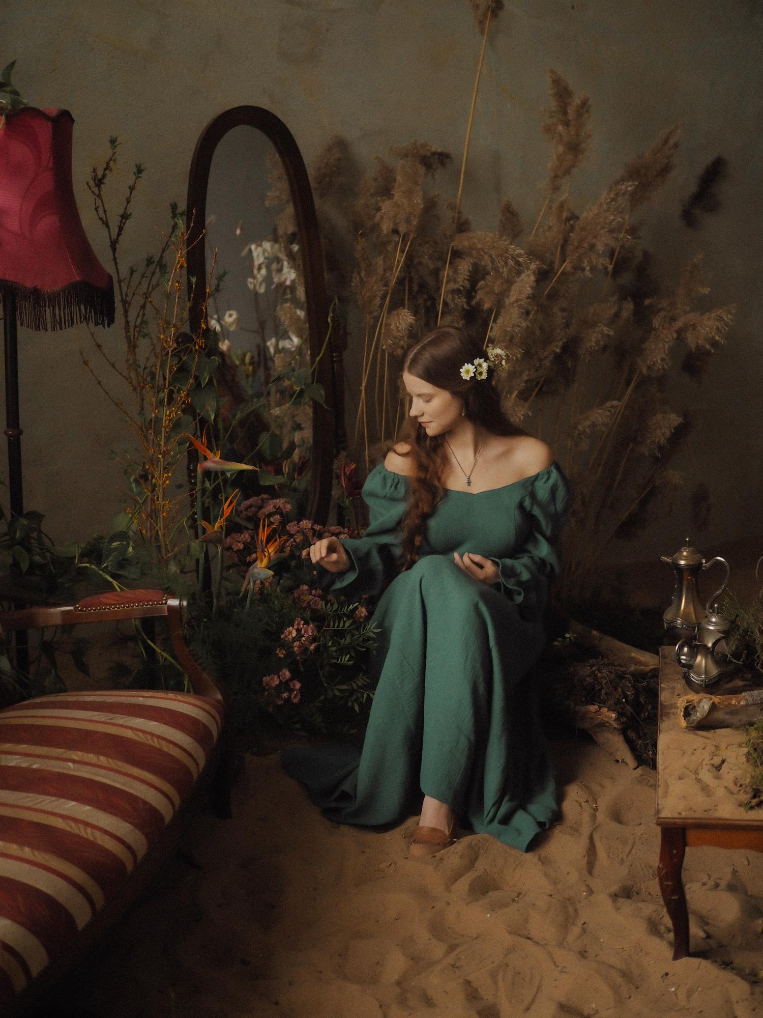 Платье «Арвен» из муслина морская волна