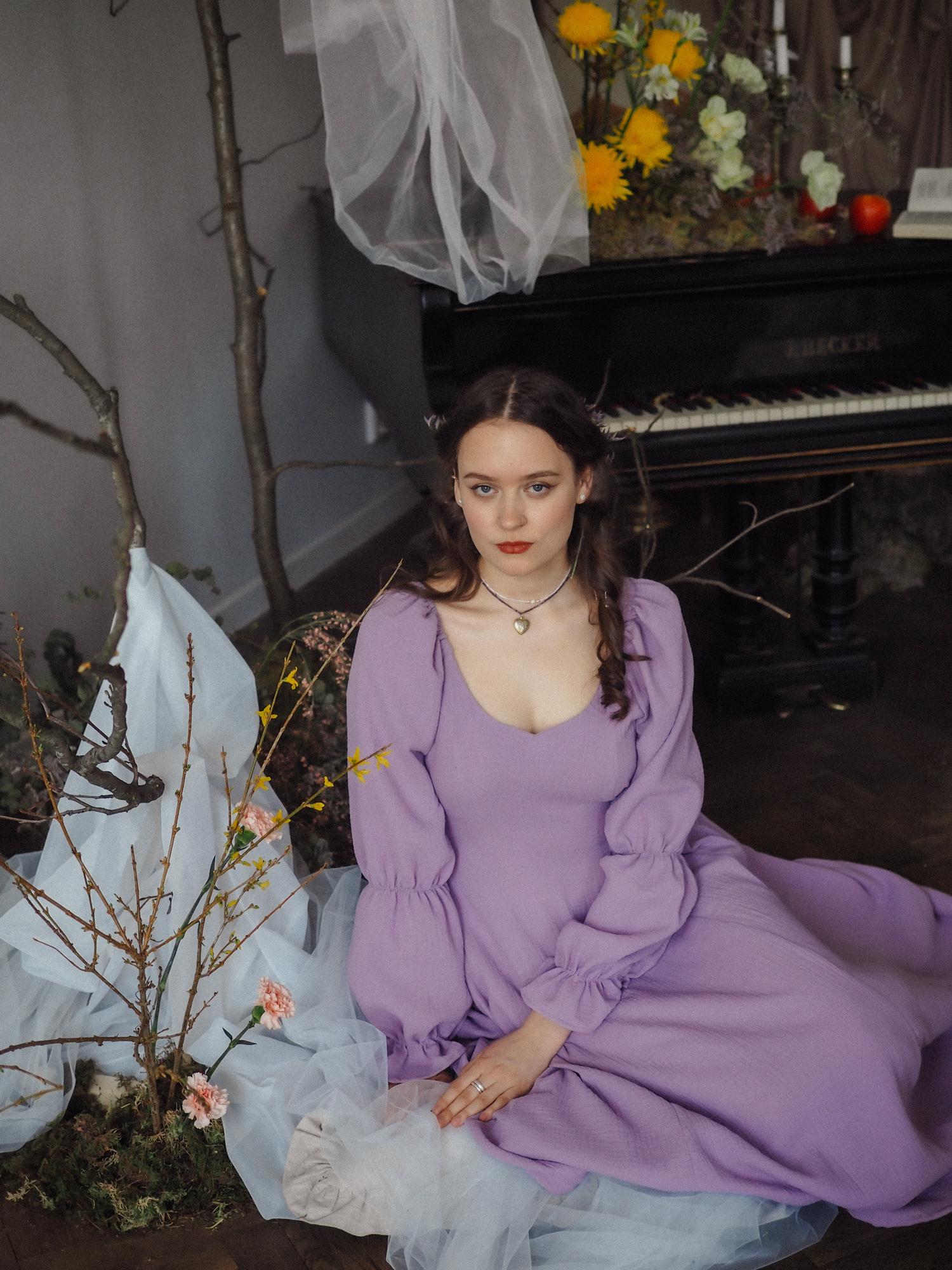 Платье «Арвен» из муслина лаванда