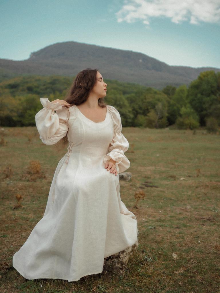 Платье «Арвен» изо льна айвори