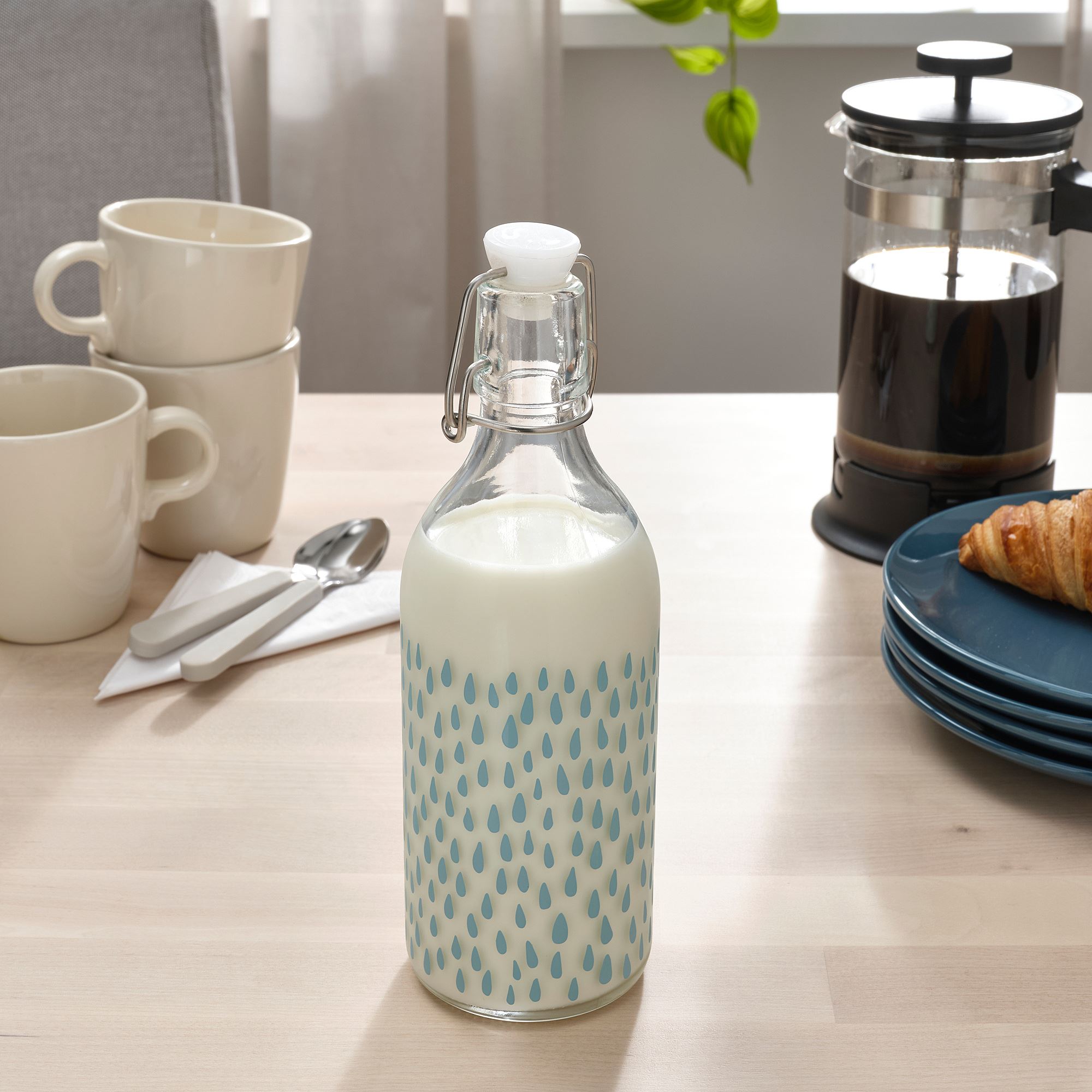 KORKEN IKEA КОРКЕН Qapaqlı butulka, naxışlı/göy 0.5 lt.