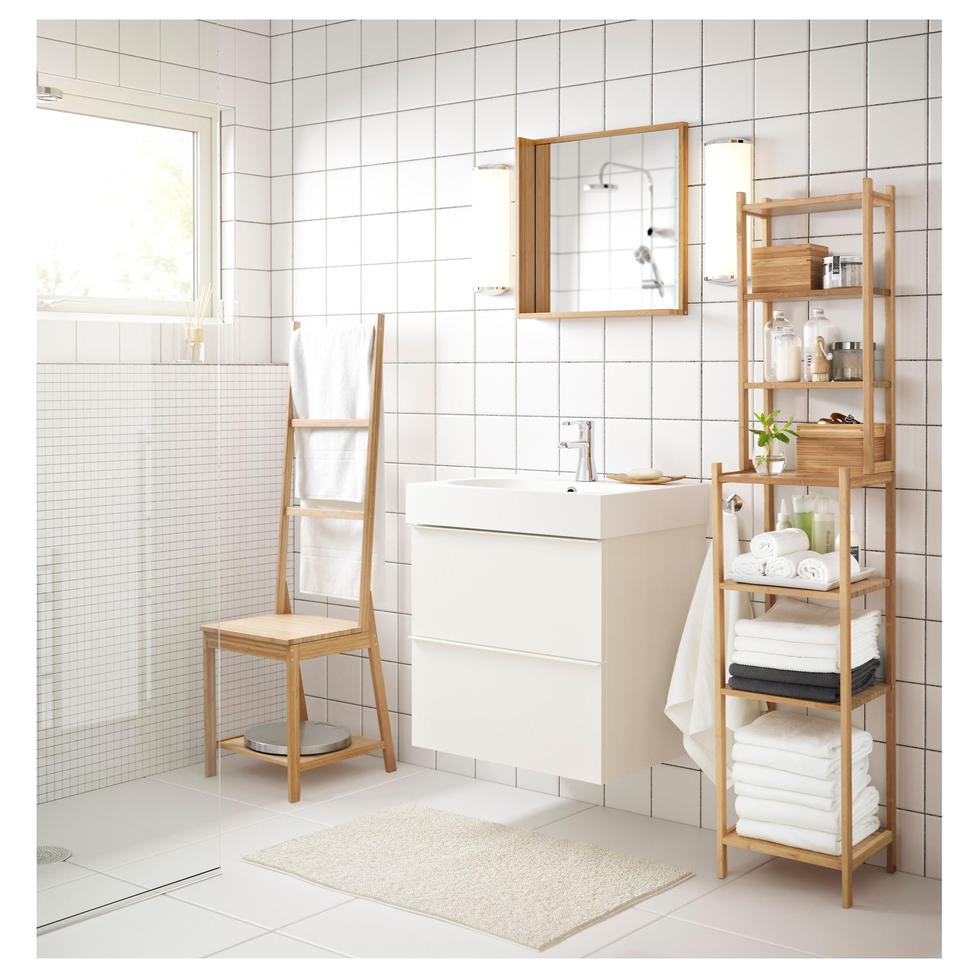 RAGRUND IKEA Hamam rəfi, bambuk, 33x163 sm