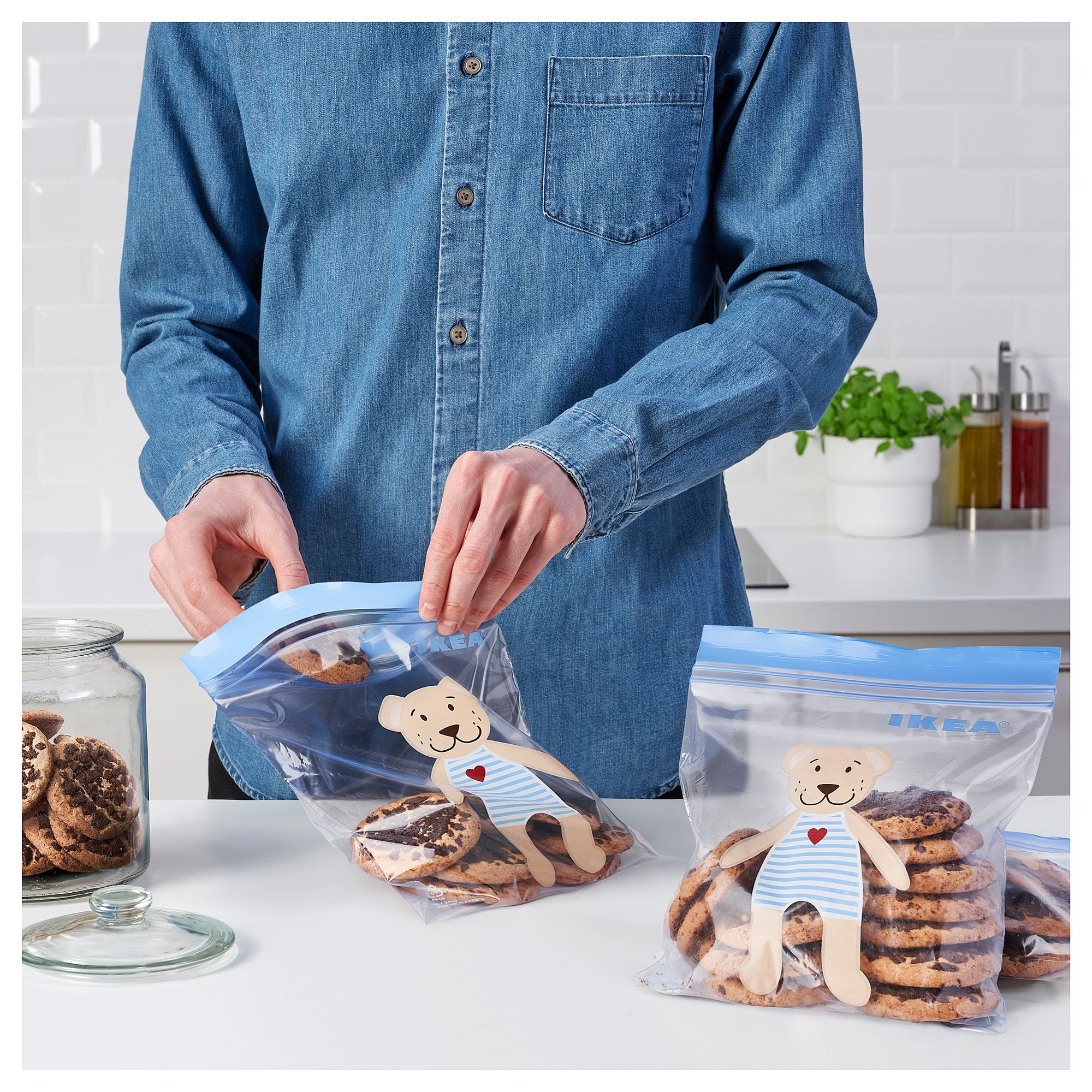 ISTAD IKEA Paket bağlanabilən, şəkilli/mavi, 1 lt, 25 ədəd