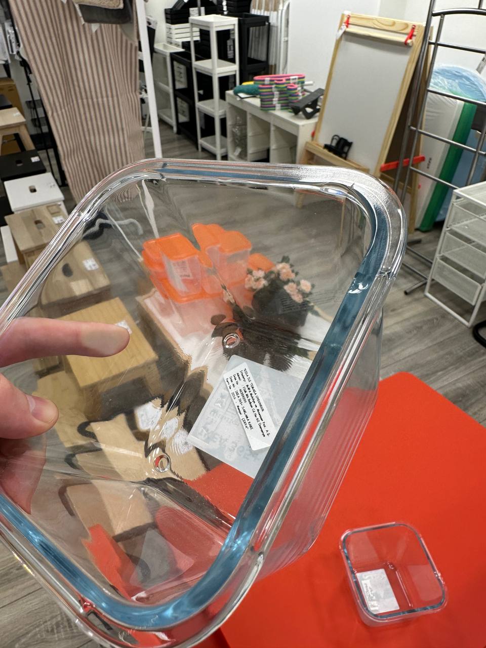 IKEA365+ Saxlama qabı, şəffaf şüşə, 1,2 lt, kvadrat (qırağında qırığı var)