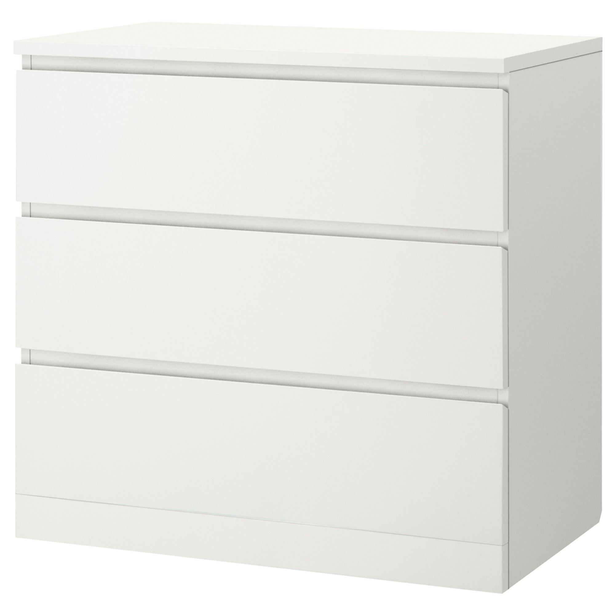 MALM IKEA Komod, 3 siyirməli, 80x78 sm, ağ (qırağında əziyi var)
