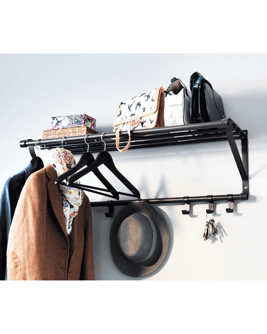 PORTIS IKEA şapka rəfi, qara, 90 sm