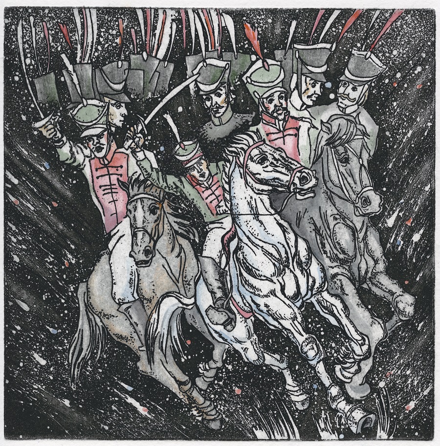 Офорт"Кавалерист-девица в бою"20x20см.2024