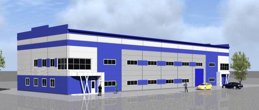 №205. Проект ангара (производство, склад), 2 эт.  1133 м2, с кран-балкой