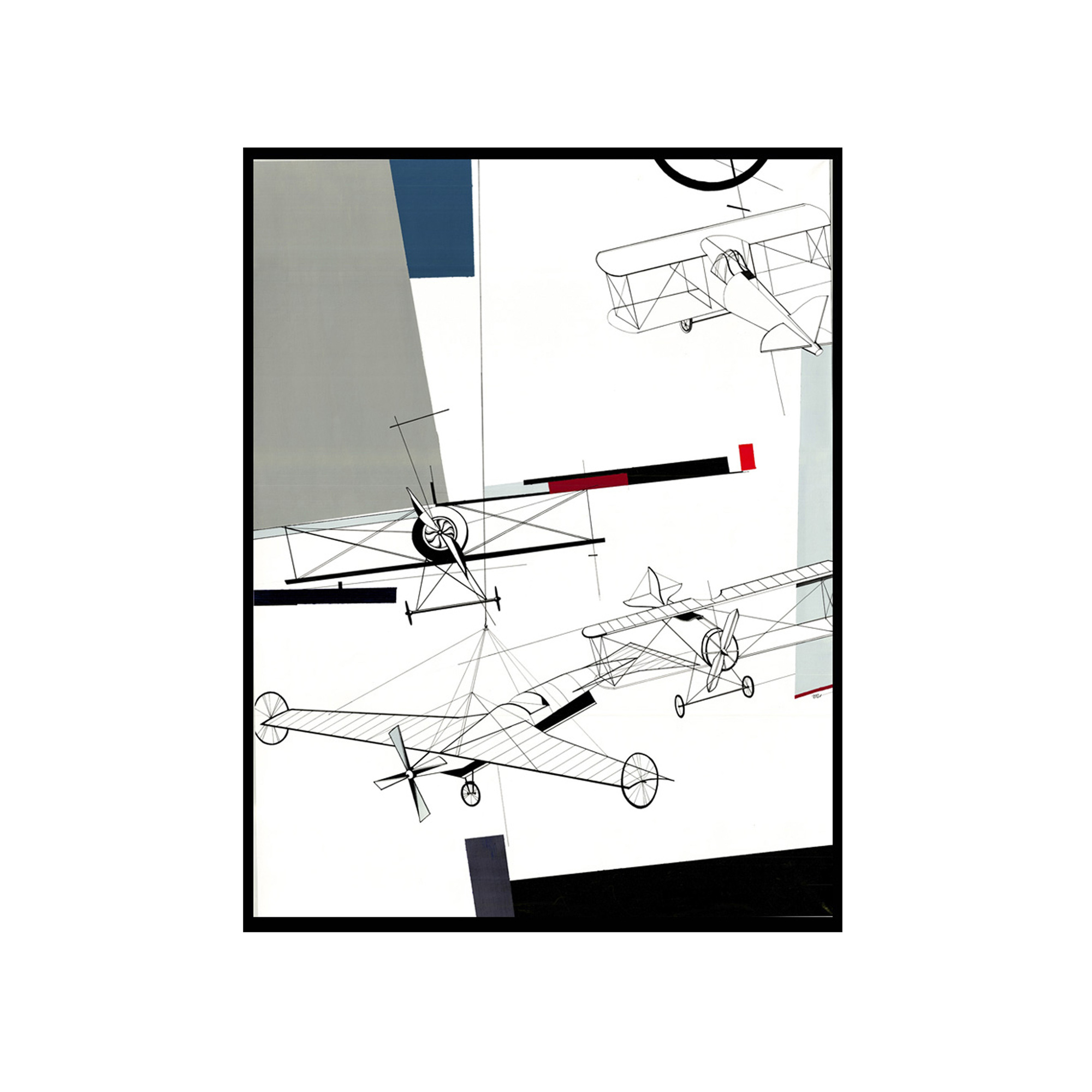 Принт. Самолеты цветная геометрия