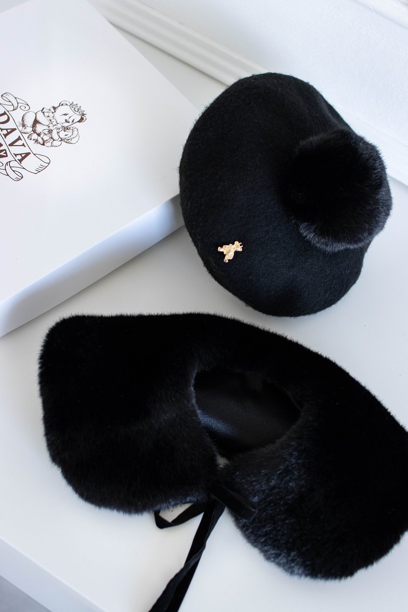 Воротник из экомеха, цвет: черный