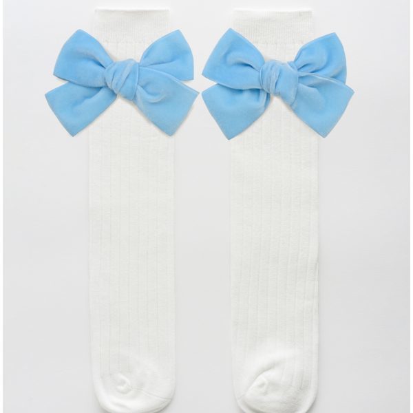 Чулки “Бантик big size” Белый/голубой