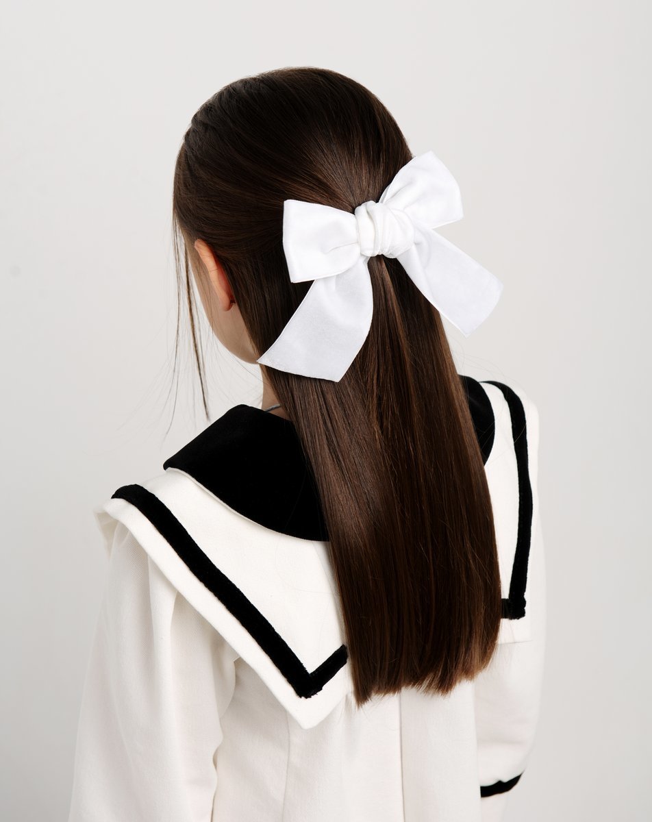 Заколка бархатная "Bow Big Size" цвет: белый