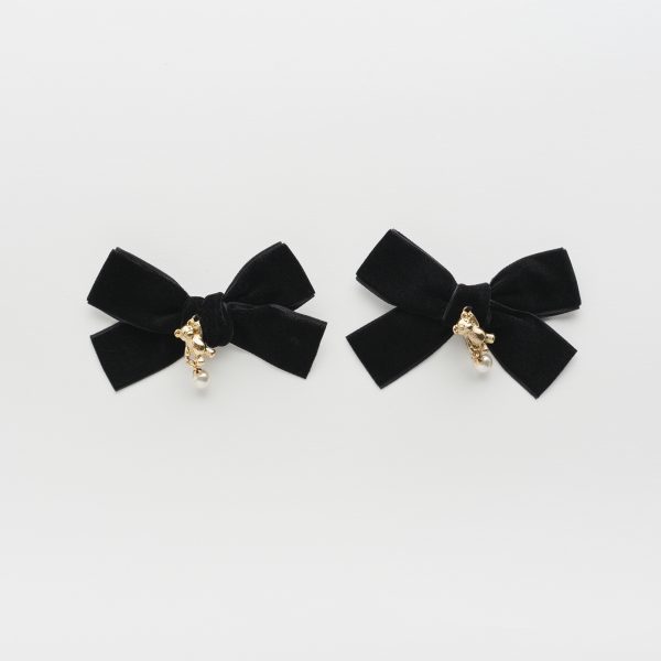 Заколка "Золотой мишка с жемчугом" mini, цвет:  черный 1 шт