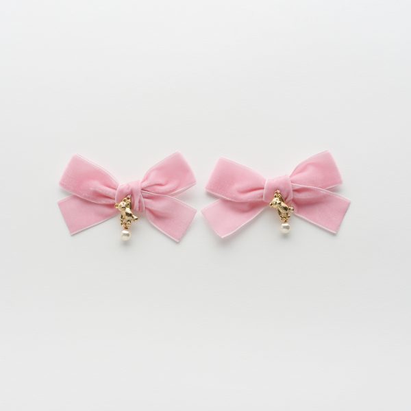 Заколка "Золотой мишка с жемчугом" mini, цвет: розовый 1 шт